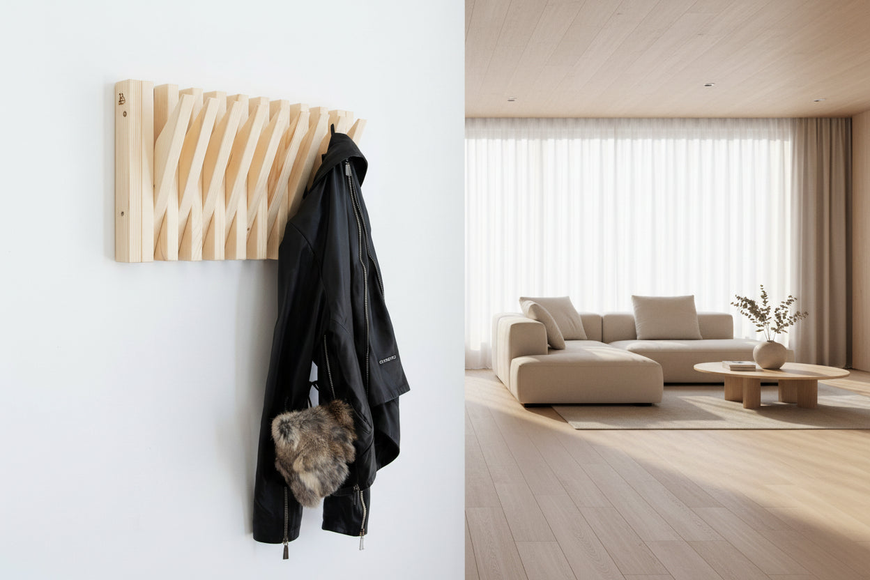 Kleiderhaken Lemnart-R – Handgefertigte Wandgarderobe aus Naturholz – SAKART