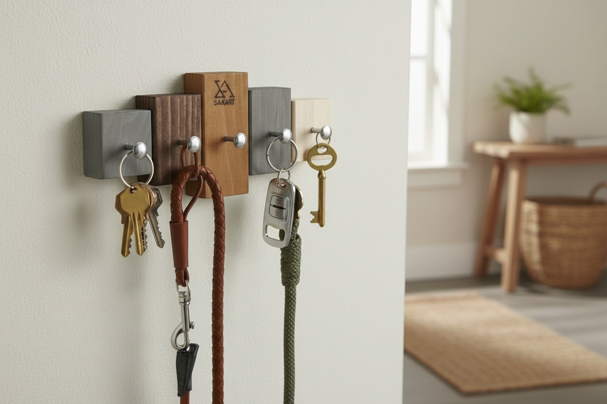 Key Holder Lemnart K – Handcrafted Multicolour Wooden Wall Key Rack