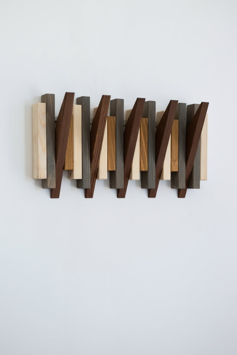 Multicolour Wooden Wall Rack - Solid Wood Entryway Shelf | Lemnart-N2