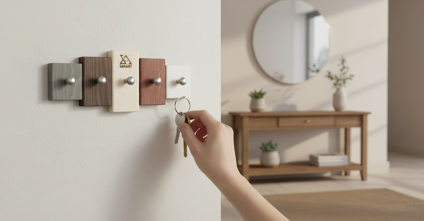 Key Holder Lemnart K1 – Handcrafted Multicolor Wooden Wall Key Rack