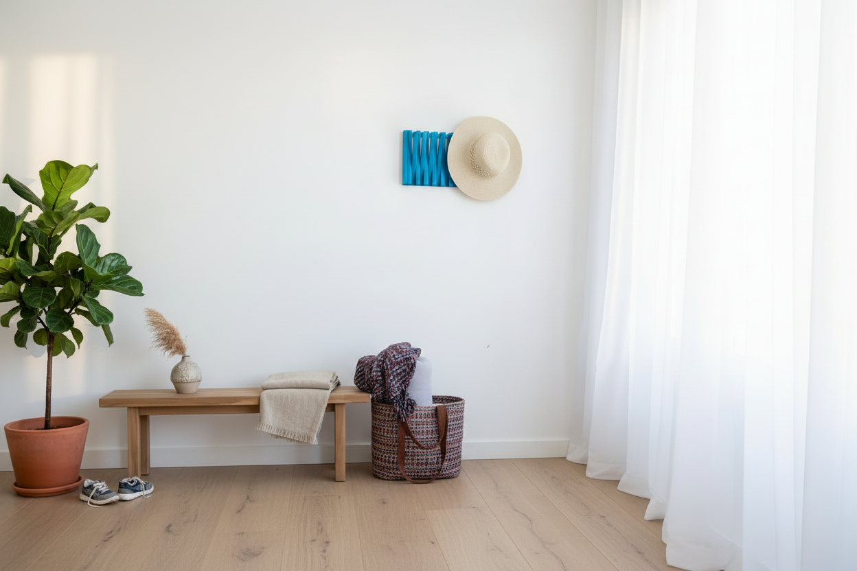 Blue Wooden Wall Rack - Handcrafted Solid Wood Shelf  | Lemnart-R