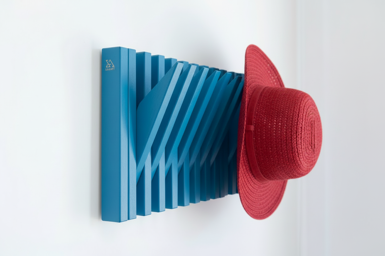 Blue Wooden Wall Rack - Handcrafted Solid Wood Shelf  | Lemnart-R