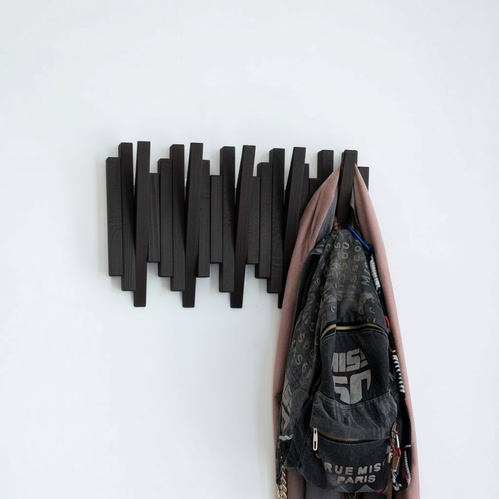 Black Wooden Wall Rack - Handmade Rack Wall Hanger | Lemnart-N