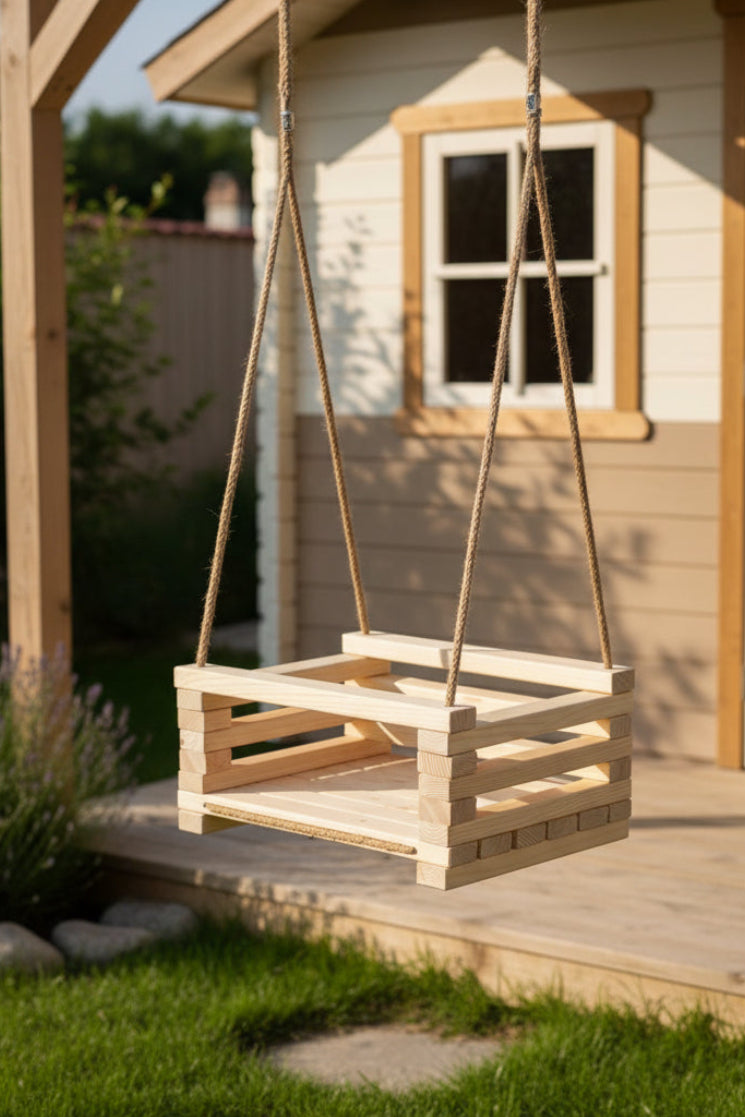 SAKART Handcrafted Wooden Toddler Swing ( Ages 2-5) Eco Friendly Kids Swing