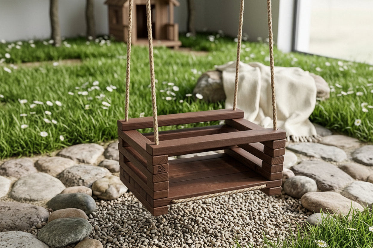 SAKART Handcrafted Wooden Toddler Swing ( Ages 2-5) Eco Friendly Kids Swing