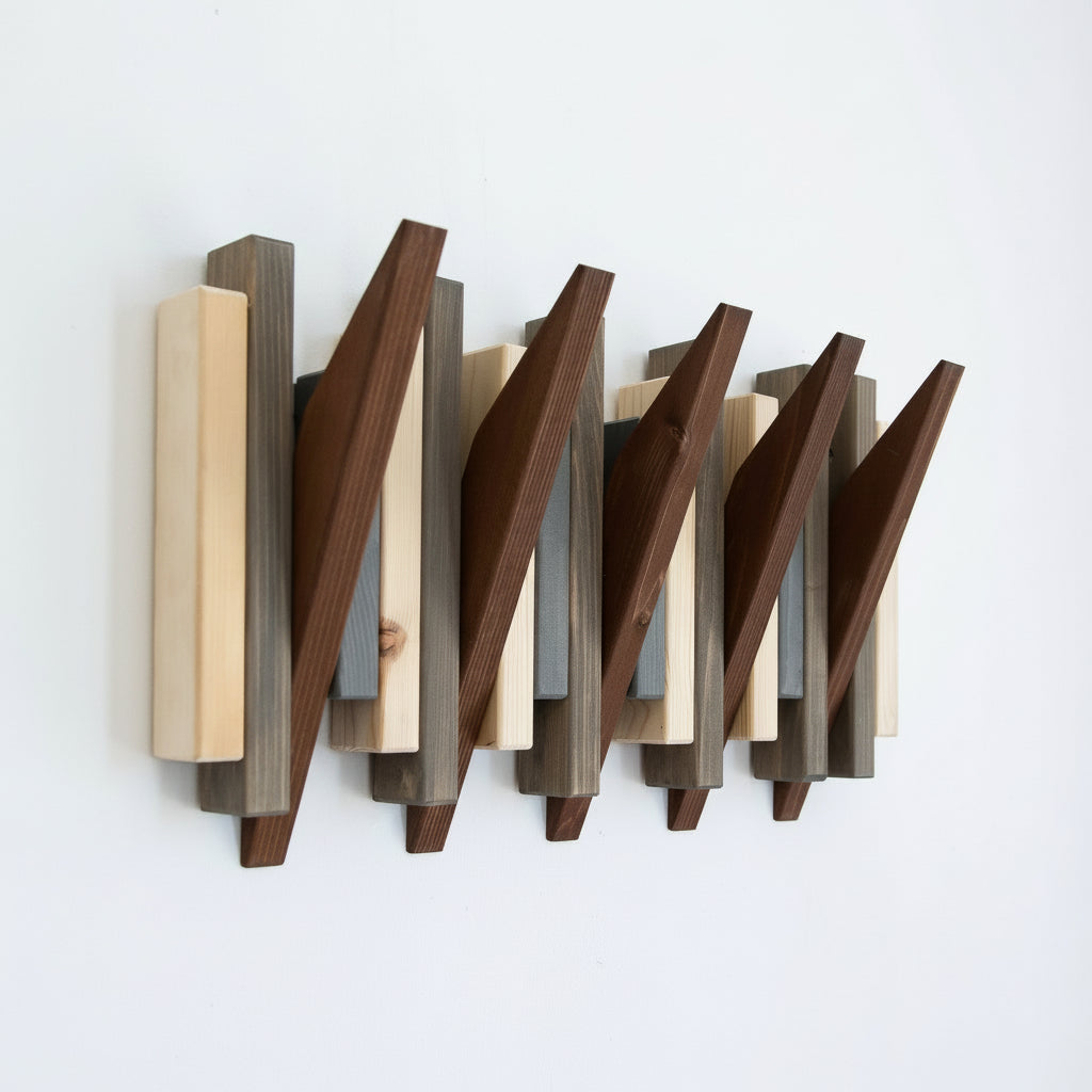 Multicolour Wood Wall Rack - Solid Wood Entryway Shelf | Lemnart-N
