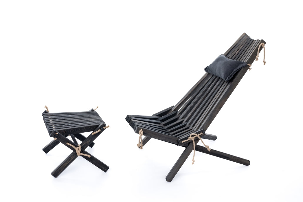 Wooden Lounge Set (Chair + Stool) - Handmade Outdoor Furniture | Sakart