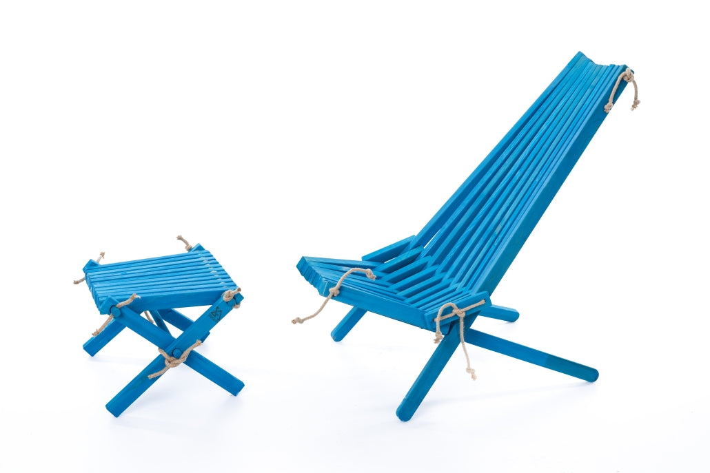 Wooden Lounge Set (Chair + Stool) - Handmade Outdoor Furniture | Sakart