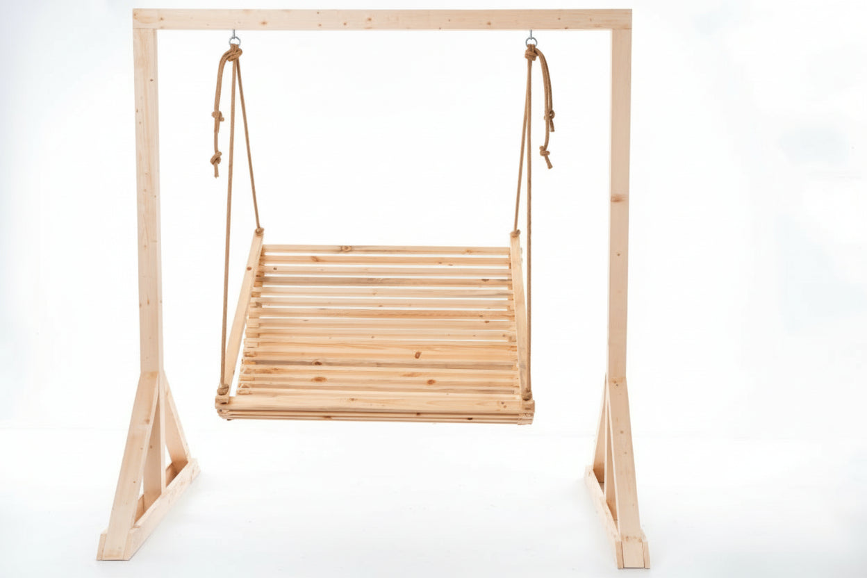 Double Wooden Garden Swing for Adults - With or Without Stand | Outdoor Garden Swing