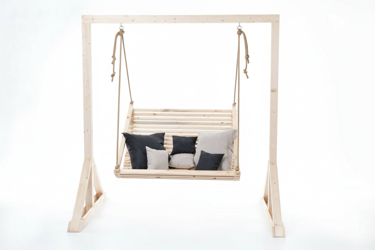 Double Wooden Garden Swing for Adults - With or Without Stand | Outdoor Garden Swing