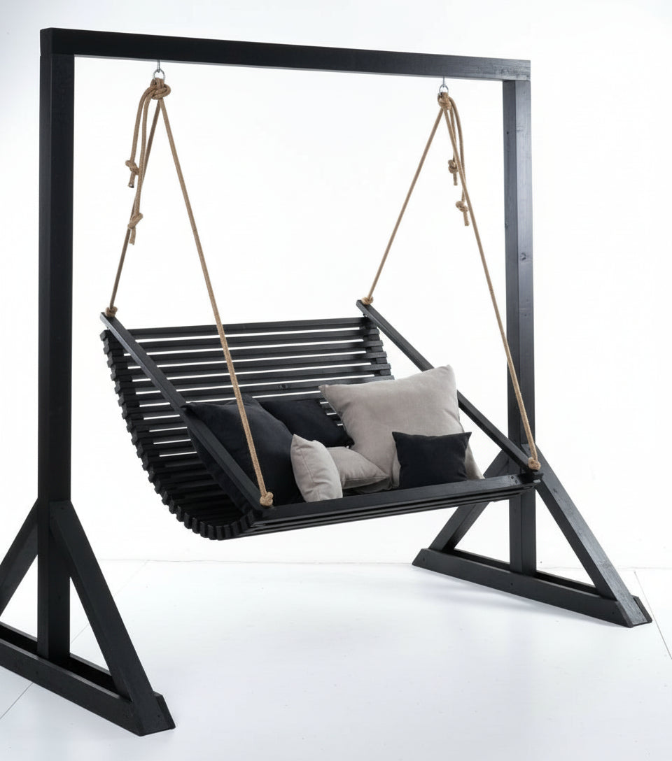 Double Wooden Garden Swing for Adults - With or Without Stand | Outdoor Garden Swing