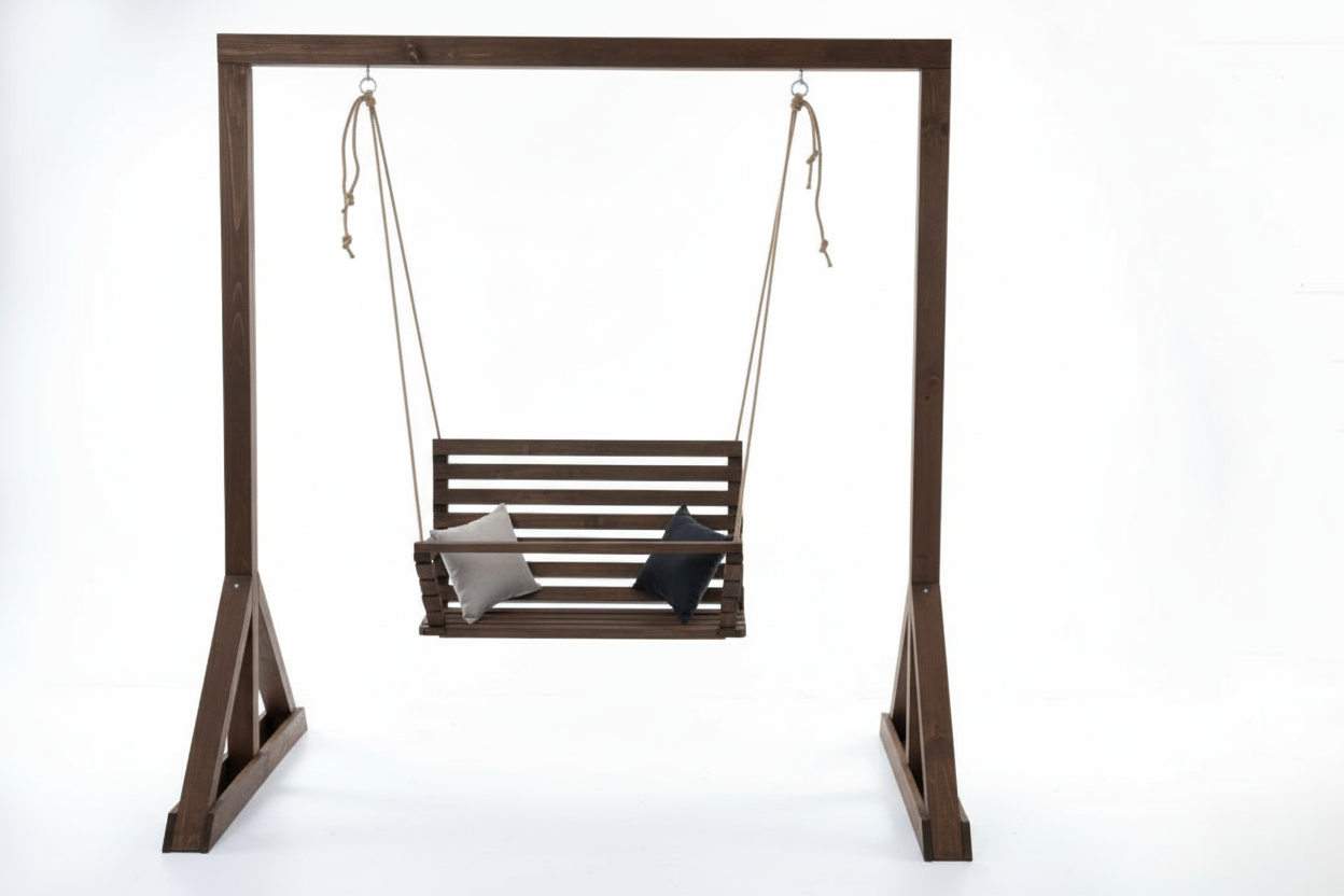 SAKART Double Wooden Kids Swing (Ages 3–12)