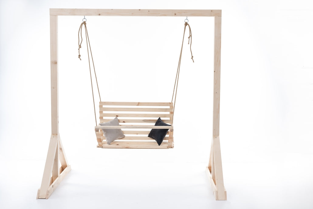 SAKART Double Wooden Kids Swing (Ages 3–12)
