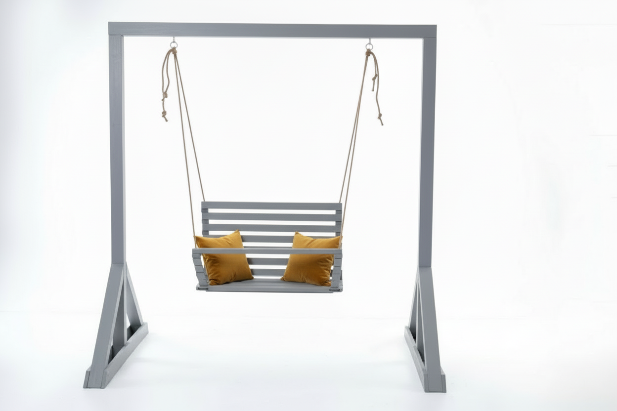 SAKART Double Wooden Kids Swing (Ages 3–12)