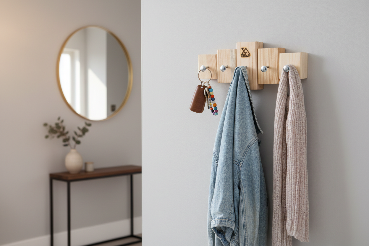 Key Holder Lemnart K – Handcrafted Natural Wooden Wall Key Rack