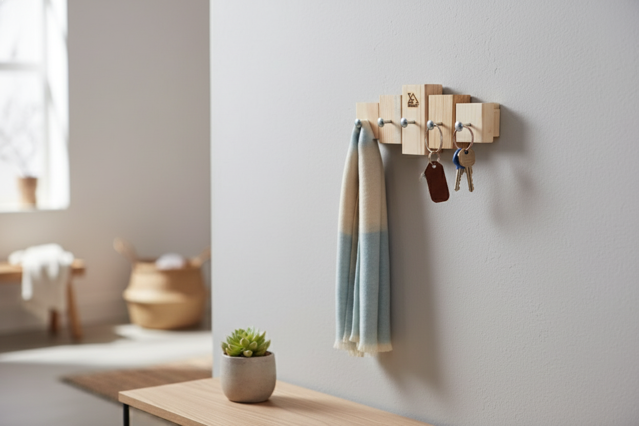 Key Holder Lemnart K – Handcrafted Natural Wooden Wall Key Rack