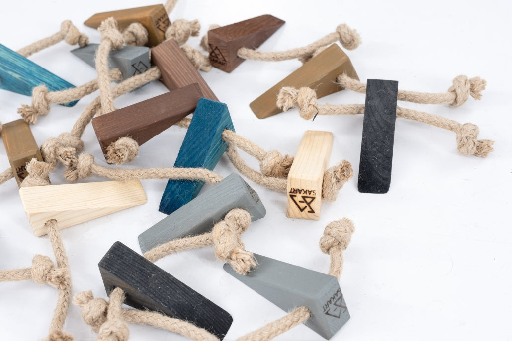 Handcrafted Eco Wooden Door Stopper- Blue