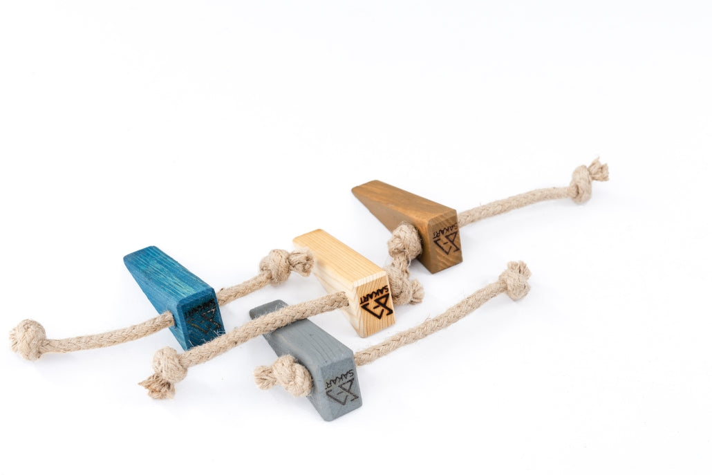 Handcrafted Eco Wooden Door Stopper – Set of 4 | Multicolour & Plastic-Free
