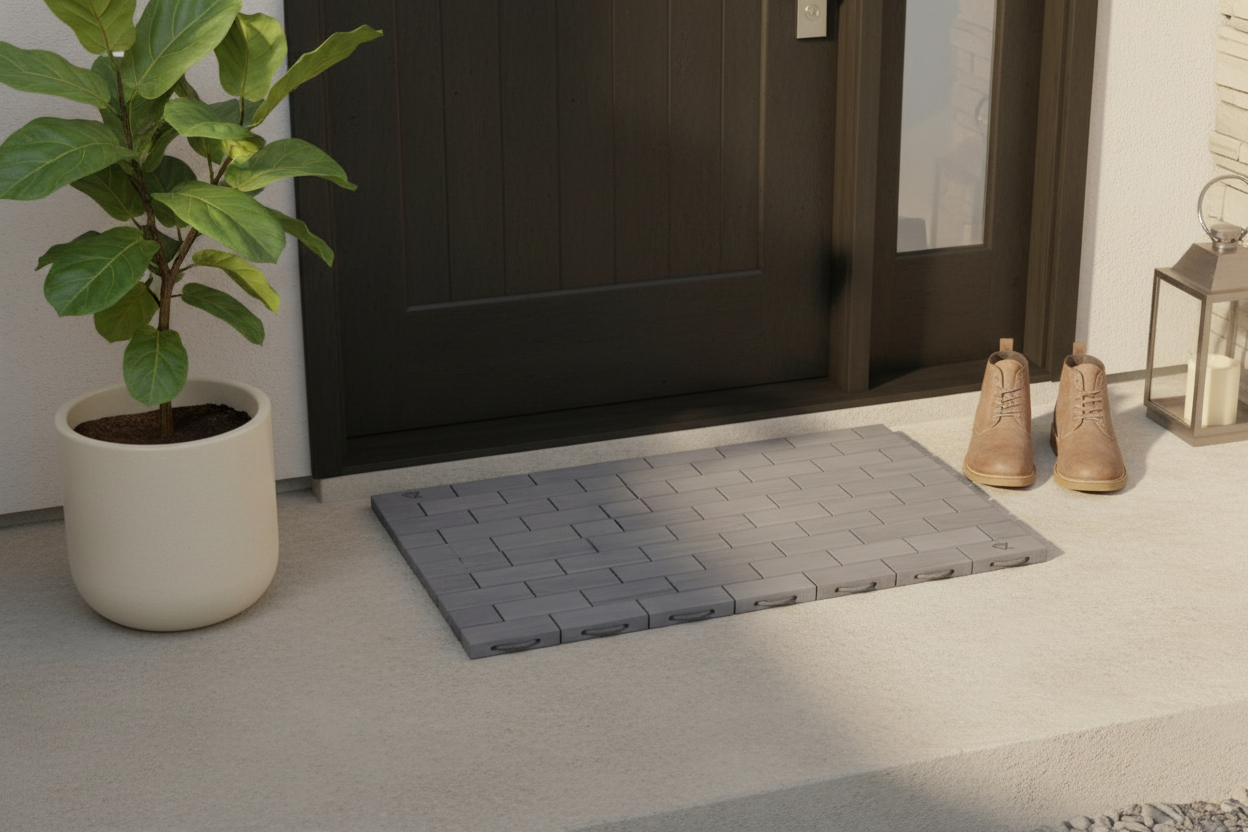Doormat “Lemnart I” Taupe – Handcrafted Eco Wooden Mat