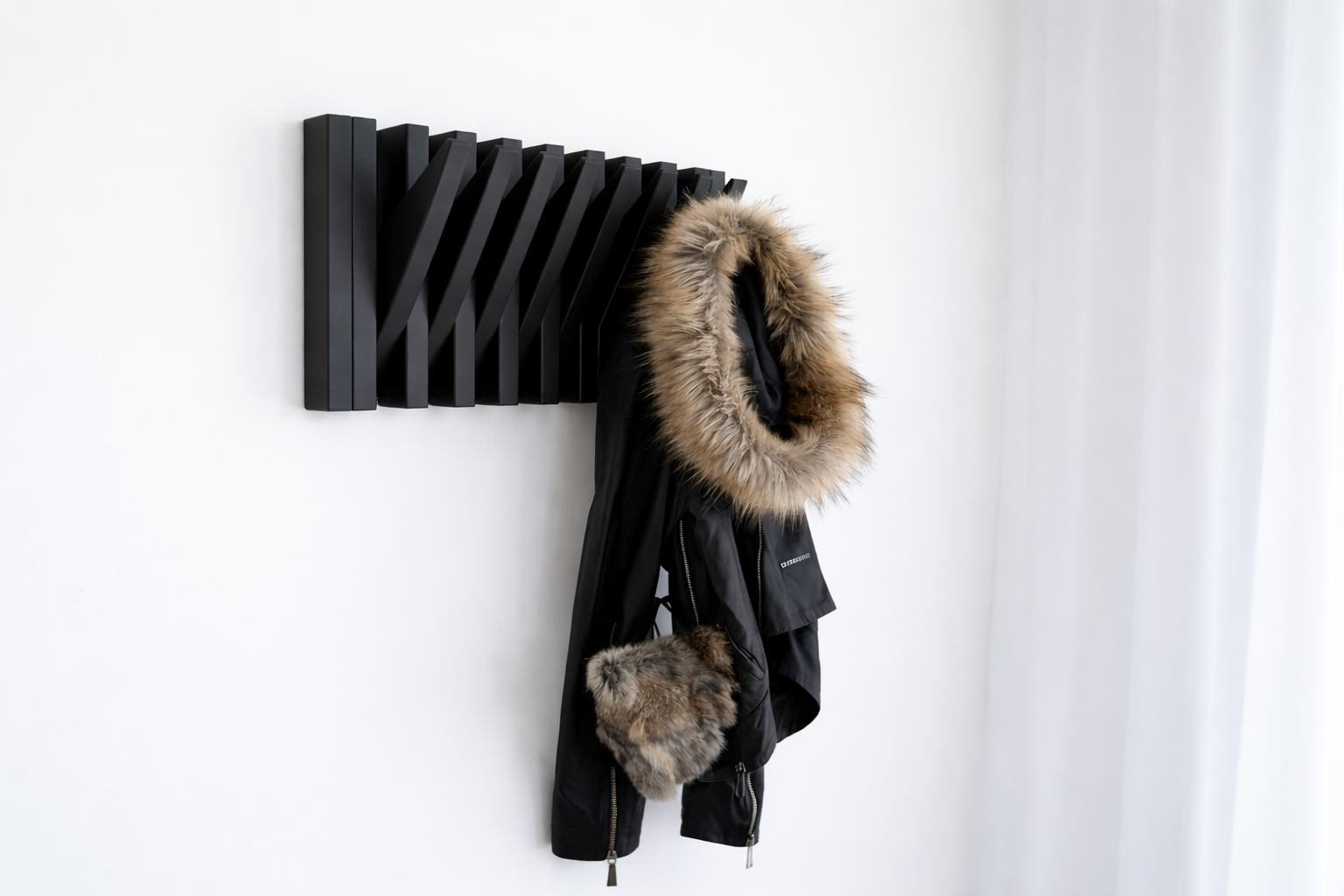 Black Wooden Wall Rack - Handmade Rack Wall Hanger | Lemnart-R