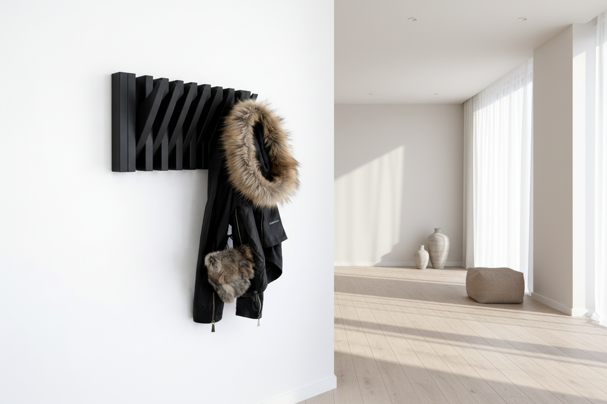 Black Wooden Wall Rack - Handmade Rack Wall Hanger | Lemnart-R