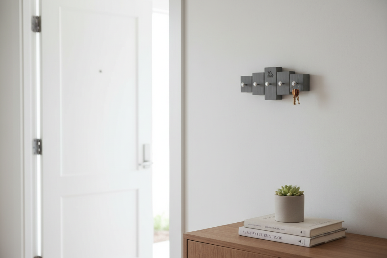Key Holder Lemnart K – Handcrafted Taupe Wooden Wall Key Rack