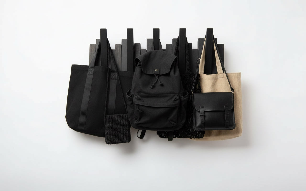 Black Wooden Wall Rack - Handmade Rack Wall Hanger | Lemnart-N