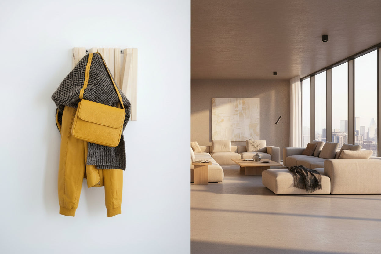 Natural Wooden Wall Rack - Hallway Organizer | Lemnart-R Mini