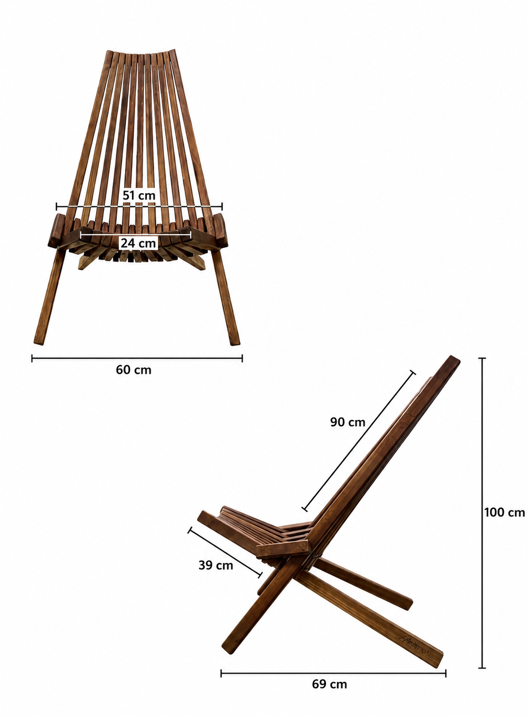 Wooden Lounge Set (Chair + Stool) - Handmade Outdoor Furniture | Sakart