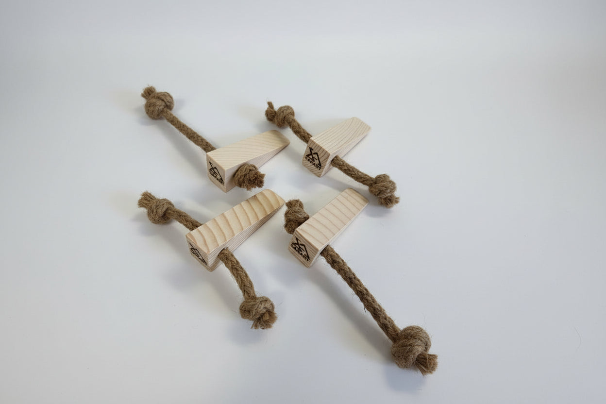 Handcrafted Eco Wooden Door Stopper – Set of 4 | Natural & Plastic-Free