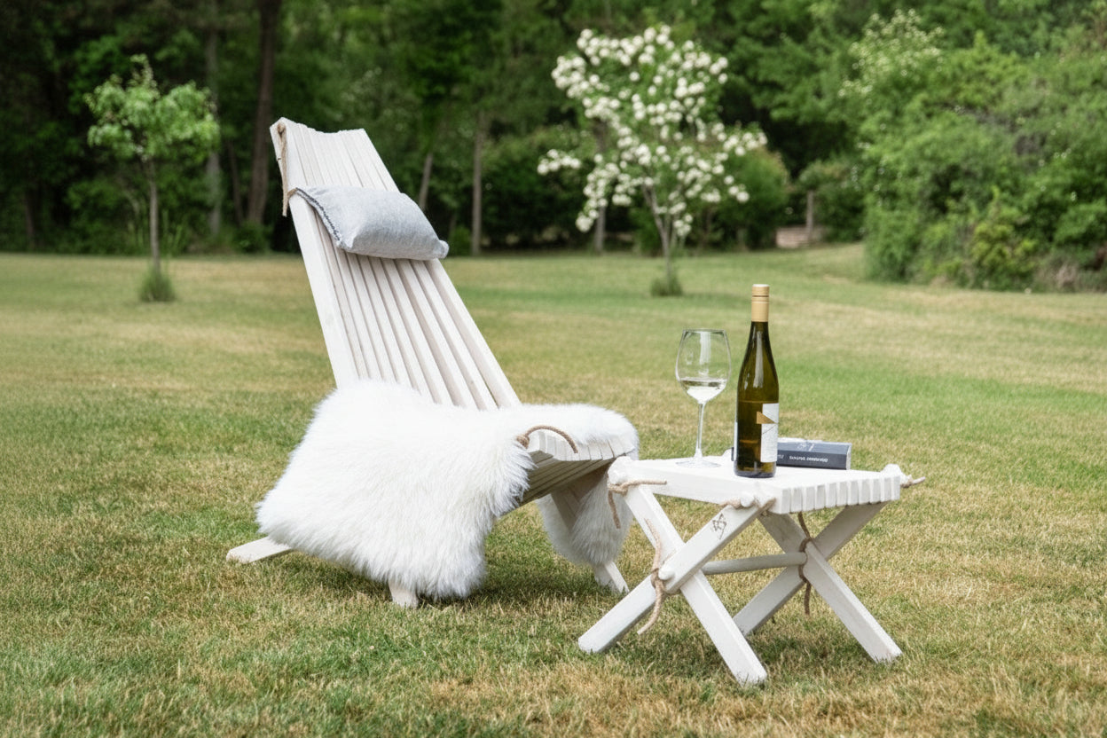 Wooden Lounge Set (Chair + Stool) - Handmade Outdoor Furniture | Sakart