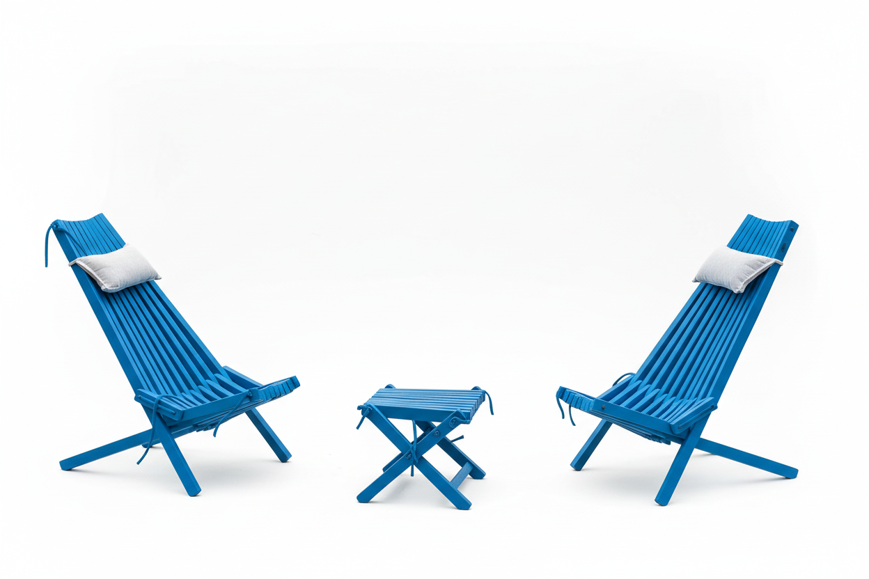 Wooden Lounge Set - 2 Chairs & Stool | Handmade Outdoor Furniture