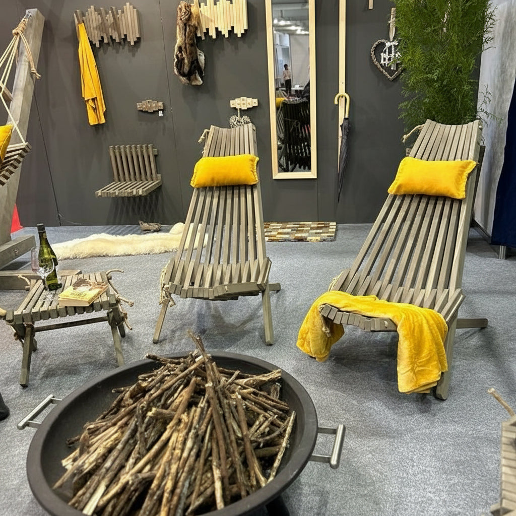 Wooden Lounge Set - 2 Chairs & Stool | Handmade Outdoor Furniture