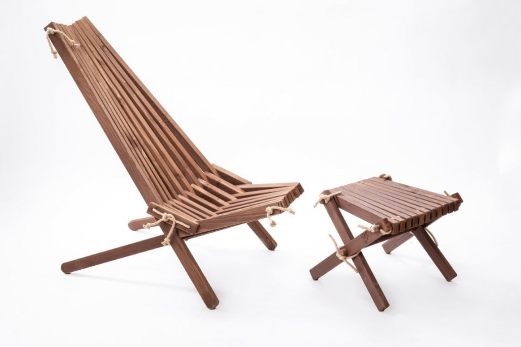 Wooden Lounge Set (Chair + Stool) - Handmade Outdoor Furniture | Sakart