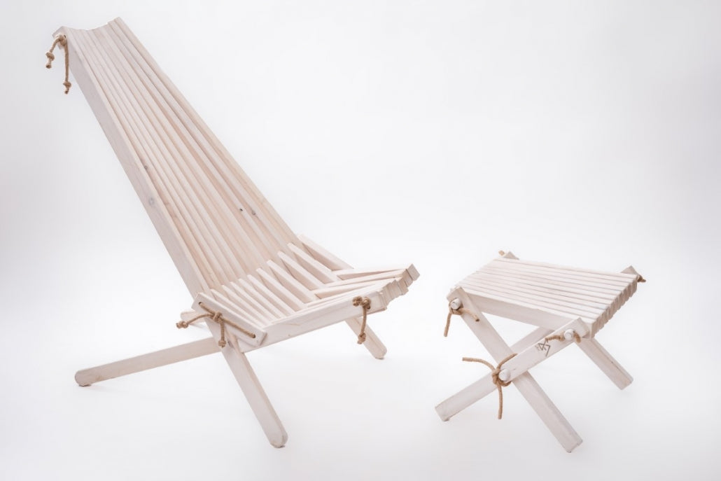 Wooden Lounge Set (Chair + Stool) - Handmade Outdoor Furniture | Sakart