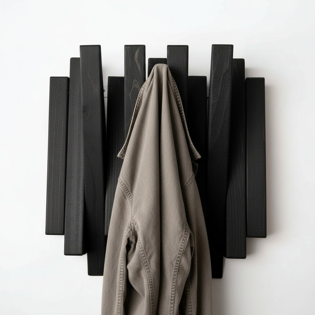 Black Wooden Wall Rack - Entryway Coat Rack Shelf | Lemnart-N Mini