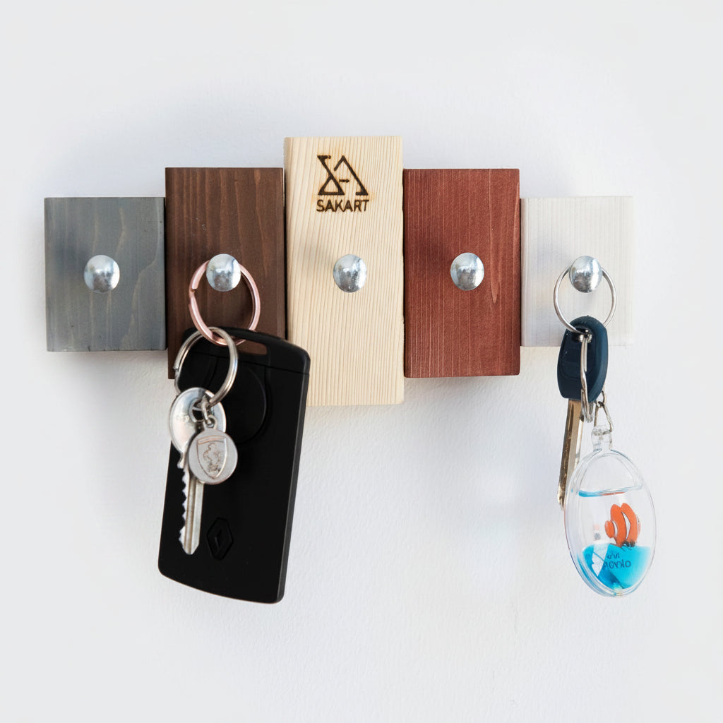 Key Holder Lemnart K1 – Handcrafted Multicolor Wooden Wall Key Rack
