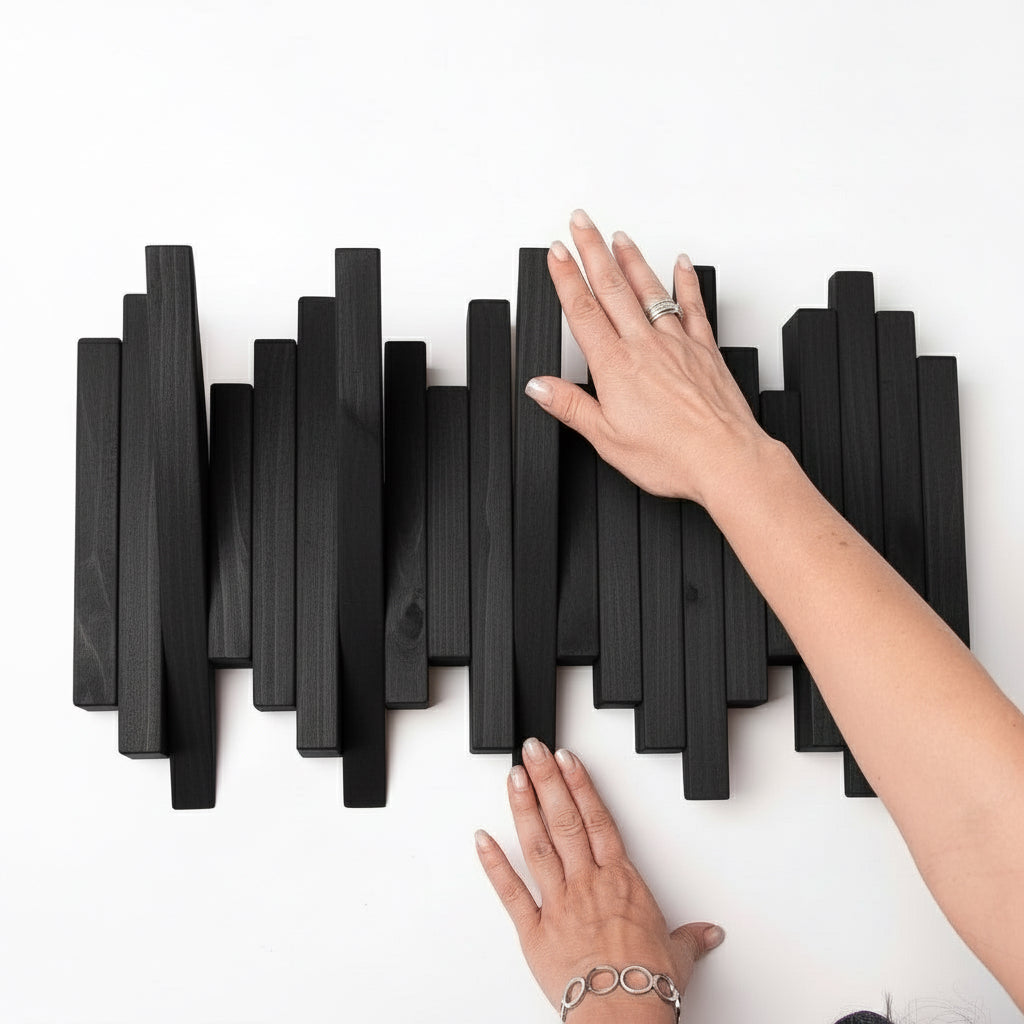 Black Wooden Wall Rack - Handmade Rack Wall Hanger | Lemnart-N