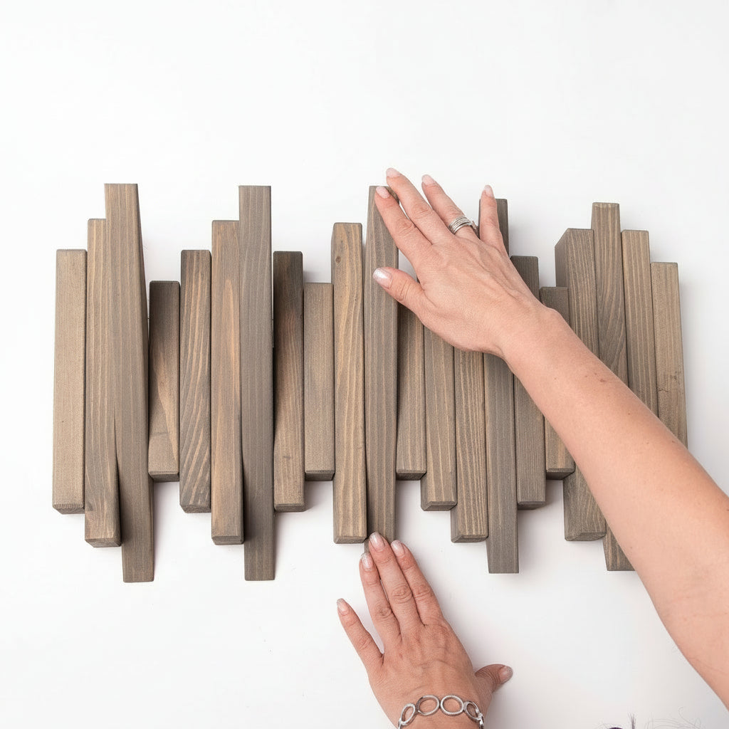 Hanger Lemnart-N – Handcrafted Taupe Wooden Wall Rack