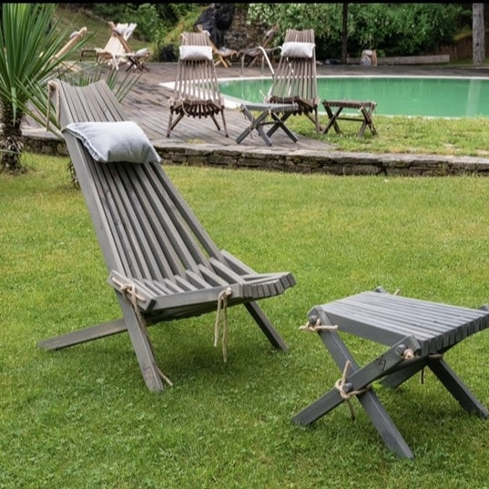 Wooden Lounge Set (Chair + Stool) - Handmade Outdoor Furniture | Sakart