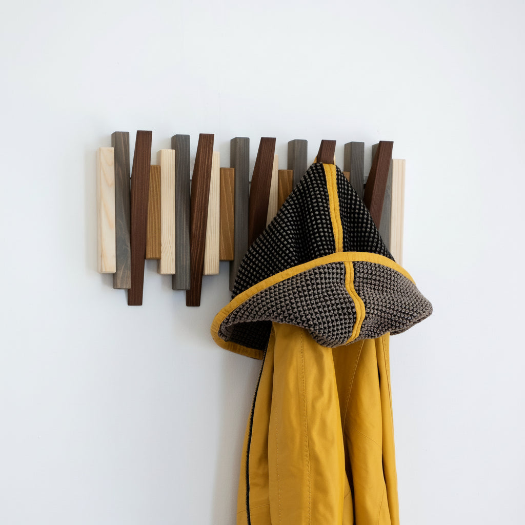 Multicolour Wooden Wall Rack - Solid Wood Entryway Shelf | Lemnart-N2