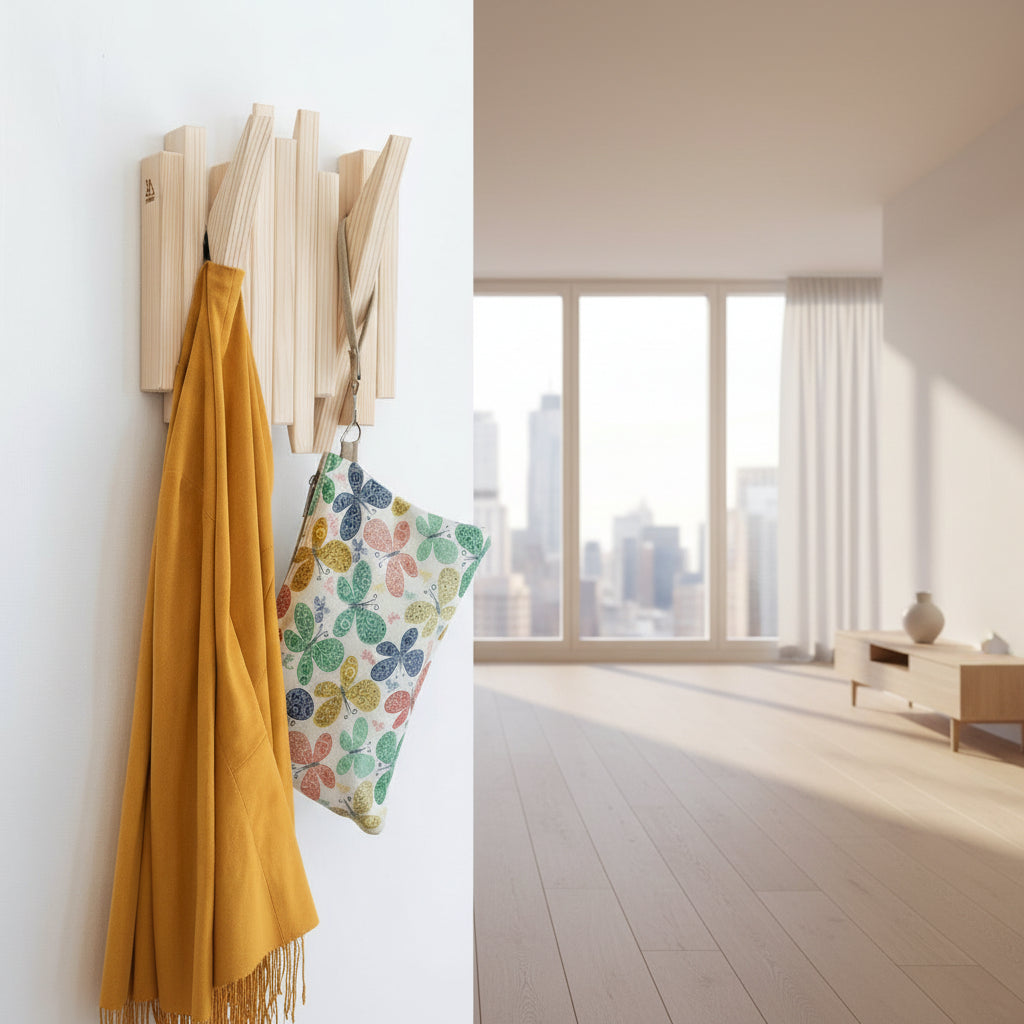 Natural Wood Wall Rack - Entryway Coat Rack | Lemnart-N Mini