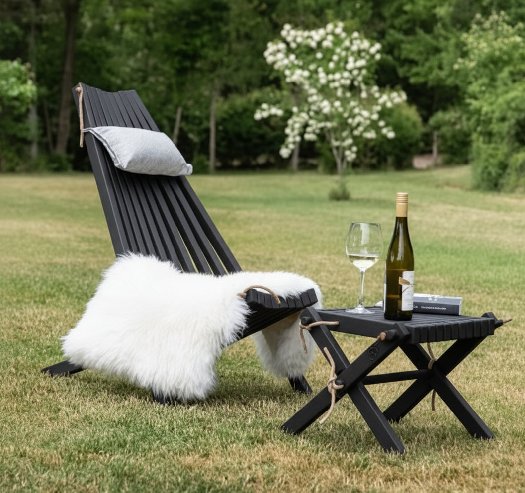 Wooden Lounge Set (Chair + Stool) - Handmade Outdoor Furniture | Sakart