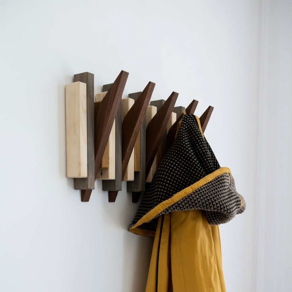 Multicolour Wooden Wall Rack - Solid Wood Entryway Shelf | Lemnart-N2