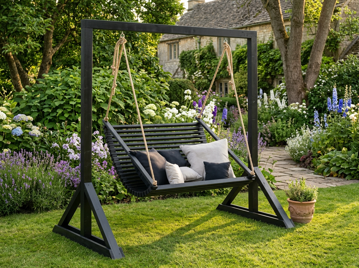 Double Wooden Garden Swing for Adults - With or Without Stand | Outdoor Garden Swing